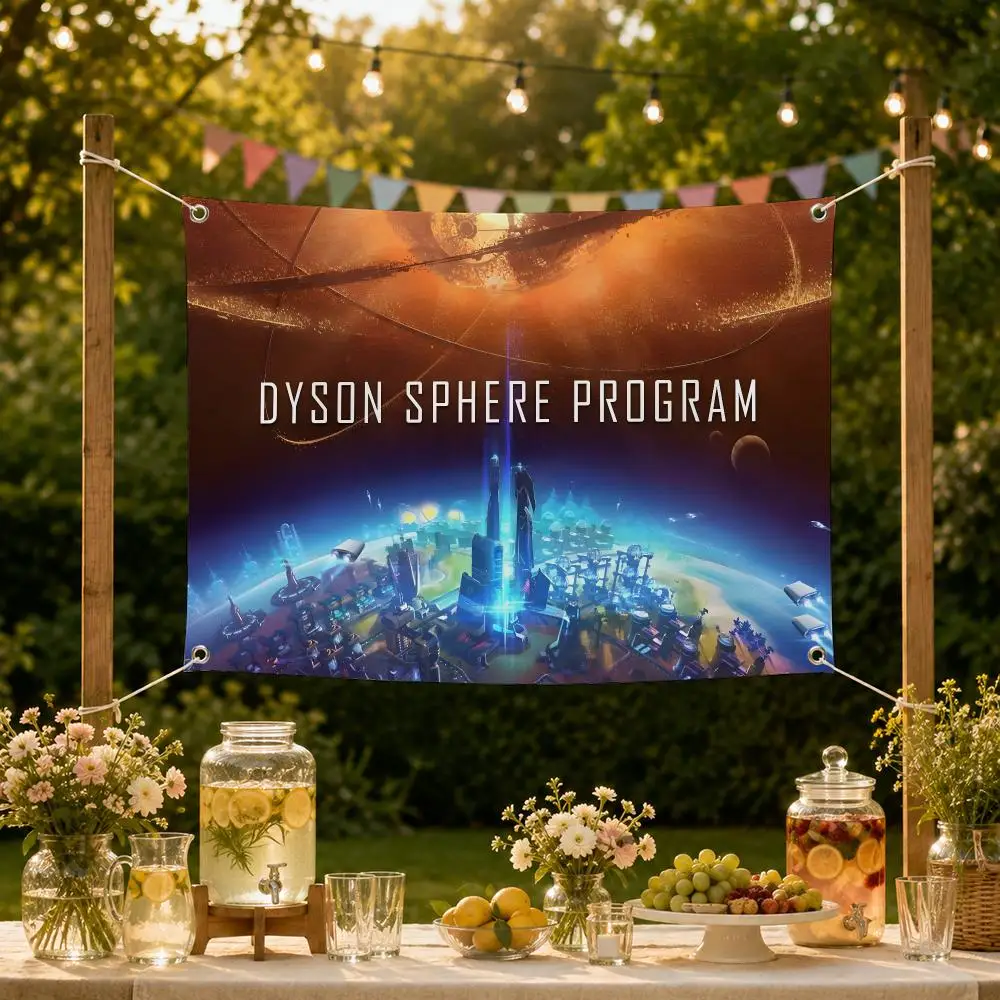 Game Dyson Sphere Program Flags Decorative Flag Banner for Garden Yard Porch Patio Lawn Outdoor Home Party Wall Hanging Decor