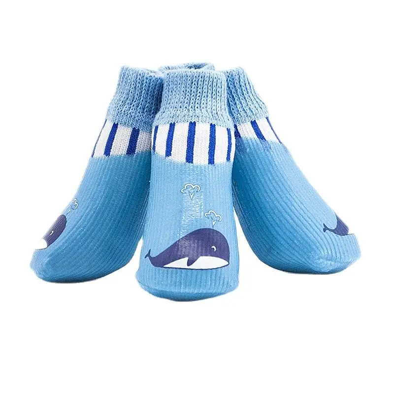 Small Dog Pet Socks Cartton Design 4pcs/Set Waterproof Puppy Shoes Casual Autumn/Winter Pet Socks for Dogs Puppies