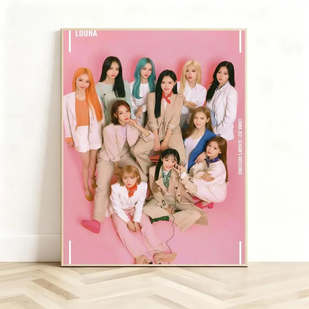 Dreamy Kpop Band L-LOONA Poster Classic Self-Adhesive PP Wall Sticker for Living Room Bar Decor Gift