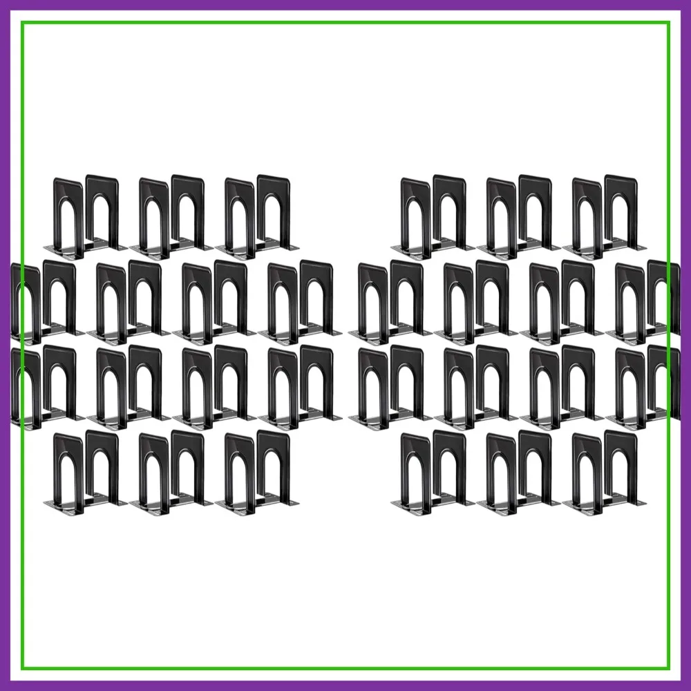 

28 Pcs Metal Bookends for Shelves, Heavy Duty Book Holder, Desk Shelf Stopper, 4.9 x 5.7 x 6.5 in, Black