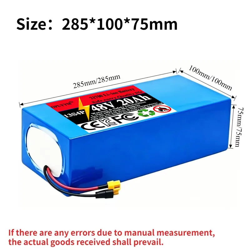 21700 13S4P 48V 20Ah  High-Power Rechargeable Lithium Battery Pack 500W 800W 1000W   Built-in 30A BMS Protection