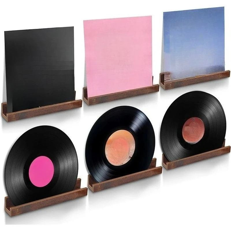 Wooden Wall Mount Vinyl Record Rack Wall Display Storage Holder for Music Albums CD Discs Home Decor Shelf Storage Rack