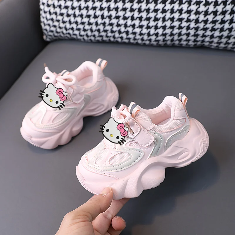 Sanrio olá kitty tênis meninas sapatos esportivos primavera verão novas crianças sapatos casuais dos desenhos animados da criança sapatos meninos correndo