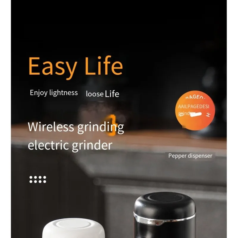 A69T Wireless Electric Grinder For Spices Grinding Machine-Portable Type-C Charging Modern Minimalist Design