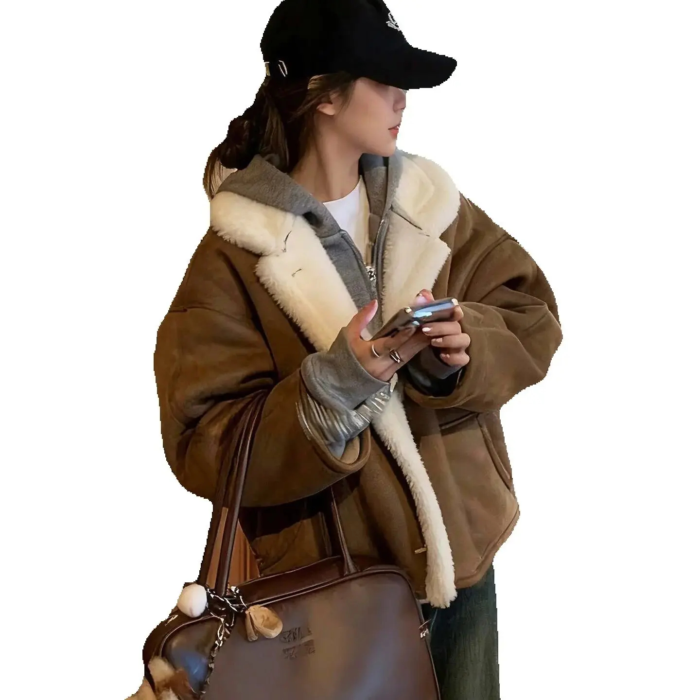 Zhao Lusi's Xu Yan Lammfellmantel im gleichen Stil für Damen 2025, neuer umweltfreundlicher Winterpelzmantel