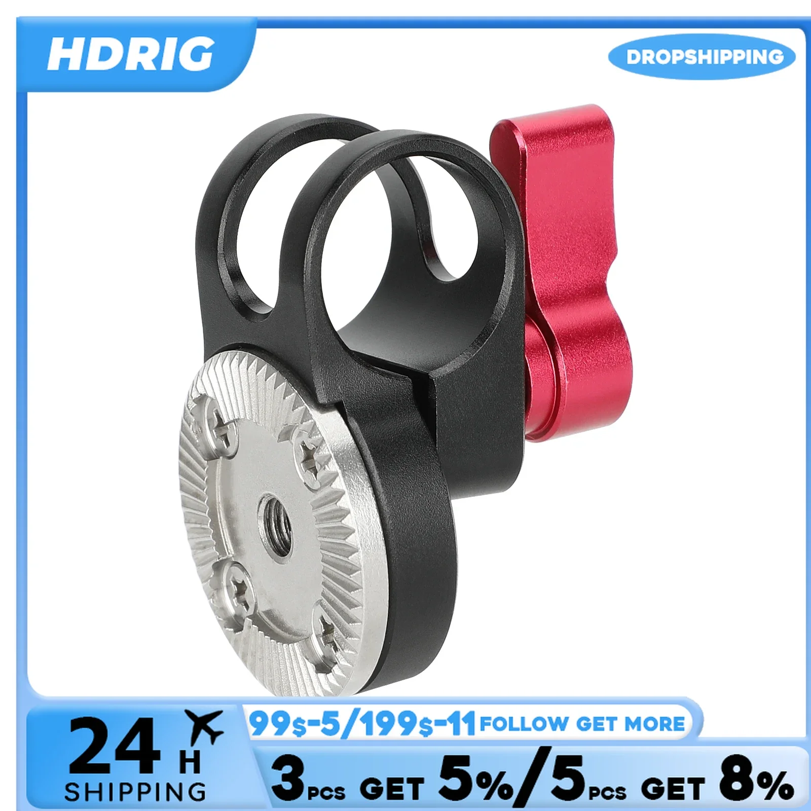 HDRIG 19mm Rod Clamp with ARRI-Style Rosette M6 Female Thread Camera Accessories For Studio System Rod Clamp