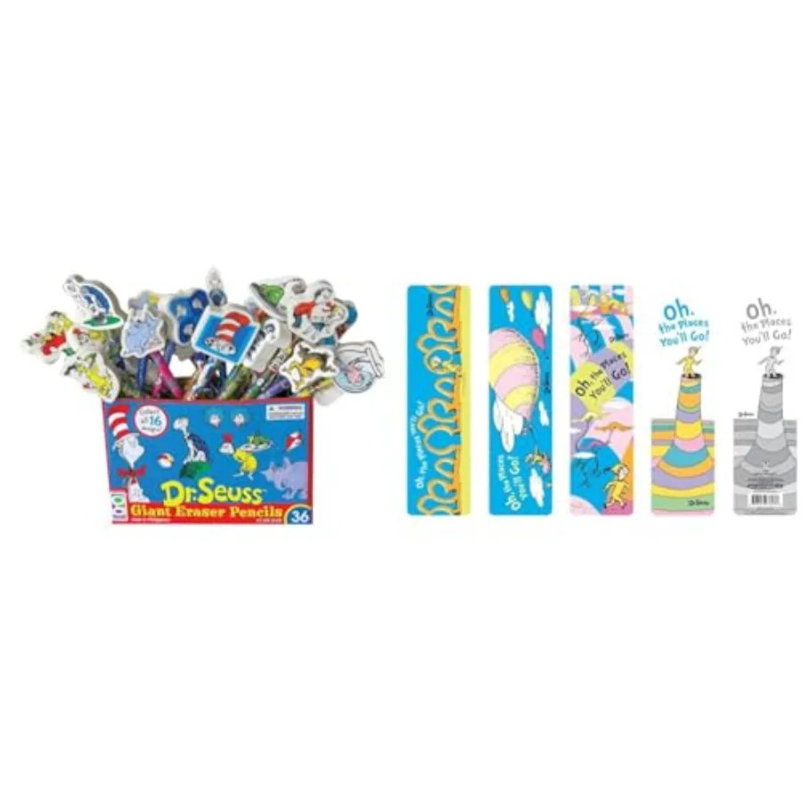 

Raymond 66865 Dr. Seuss Number 2 Pencils With Giant Pencil Top Erasers Pack of 36 and Raymond 67803 Dr. Seuss Oh The Places You