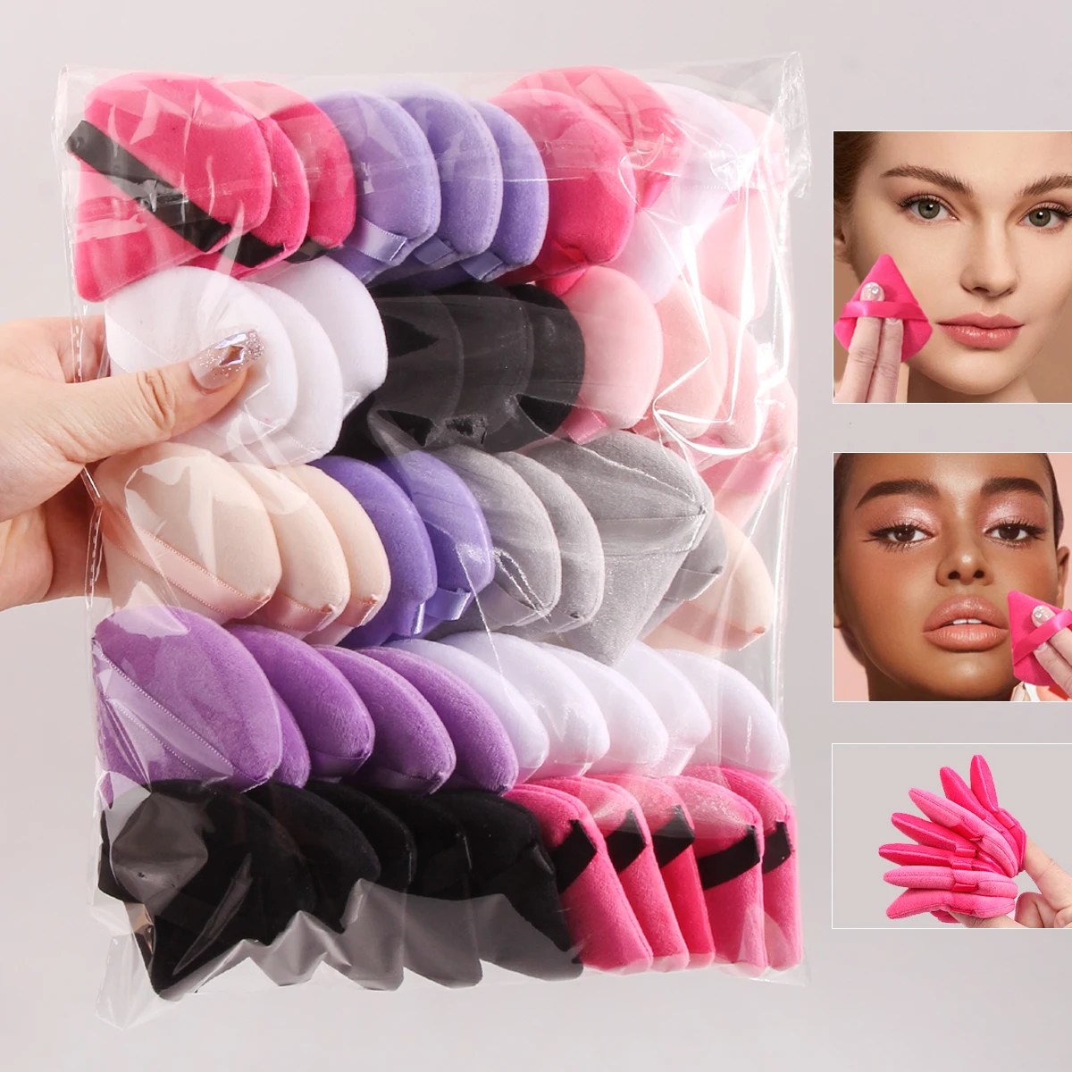 50 pçs super acessível triangular pó puff maquiagem esponja em pó conjunto multi-cor configuração pó puff esponja ferramentas de maquiagem