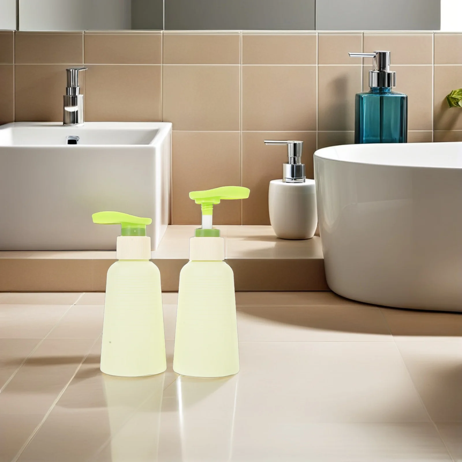 

10pcs Reusable Avocado Green Travel Toiletry Bottles Leakproof Airless Pump Containers 100Ml Body Wash Shampoo Lotion Dispenser