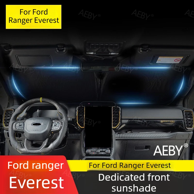 

For Ford Ranger Everest 2022-2026 Windshield sunshade UV protection heat shield foldable,Reflective film,interior accessories