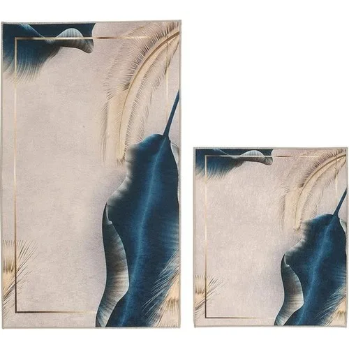 Land Of dowry Elite Lux Rectangular 2'li Bath Mat Pad Down Beige