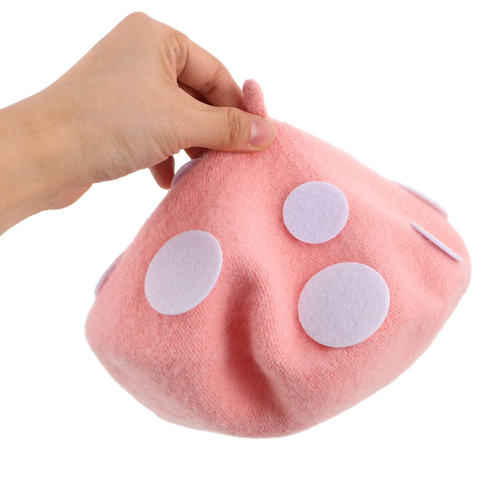 Handmade Mushroom Beanie Hat Pink Warm Beret for Toddlers Kids Adults Unique Party Costume Accessory Eye Catching Fashion