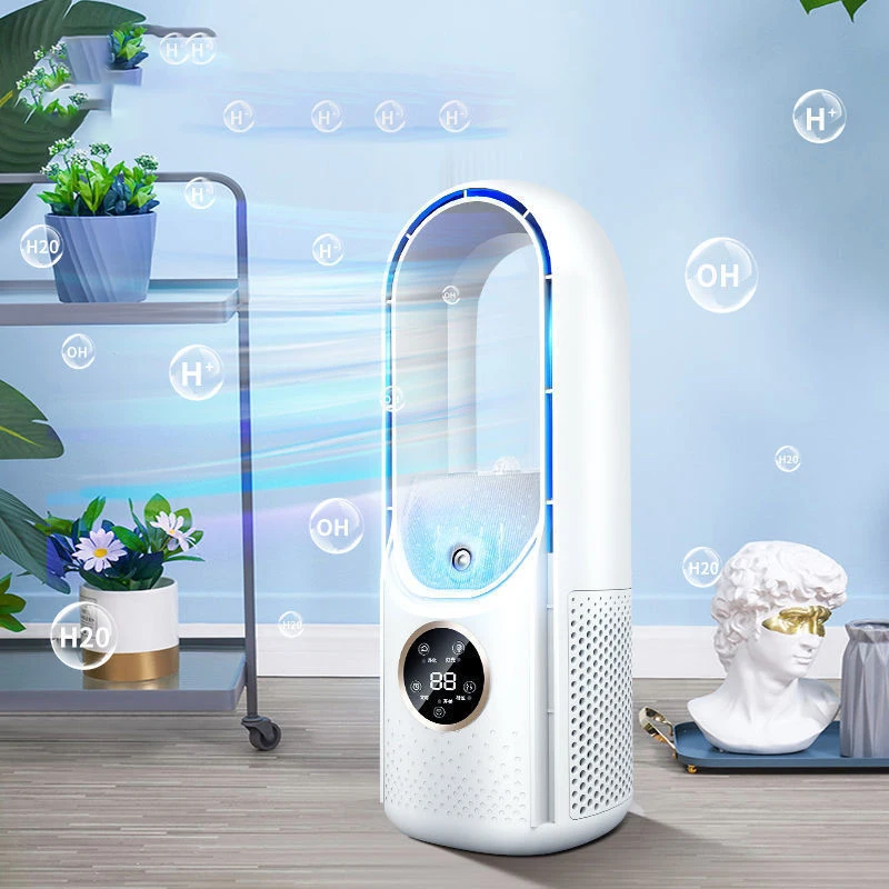 Raffreddatore d'aria ventilatore elettrico senza foglie aria fredda umidificazione atmosfera purificante Timer della luce velocità del vento a 6 velocità aria circolante