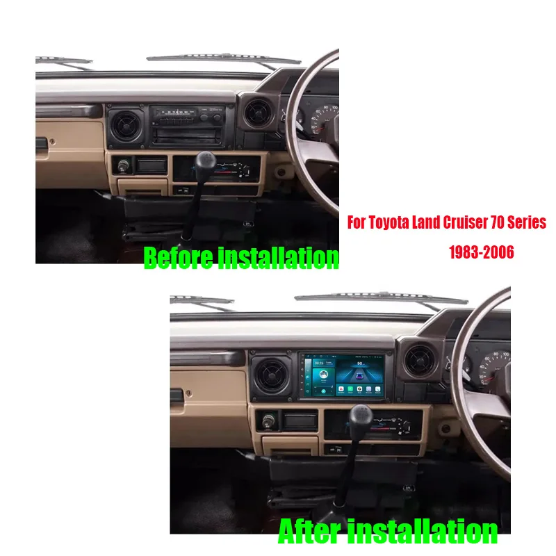 Radio para Auto con Android 15 para Toyota Land Cruiser Serie 70 1983-2006, Pantalla de Audio de 7 Pulgadas, Estéreo para Auto, Reproductor Multimedia de Video, GPS 2din