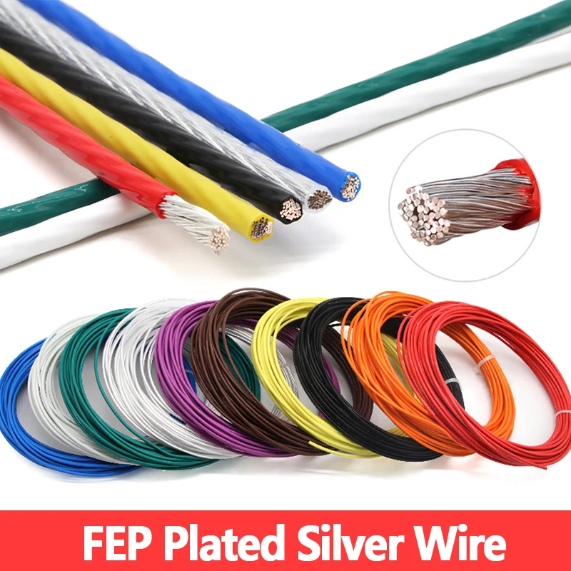 3m 30-10AWG Silver Plated High Purity OFC Copper Wire FEP Insulated HiFi Audio Signal Bulk Cable DIY IEM Headphone Audiophile