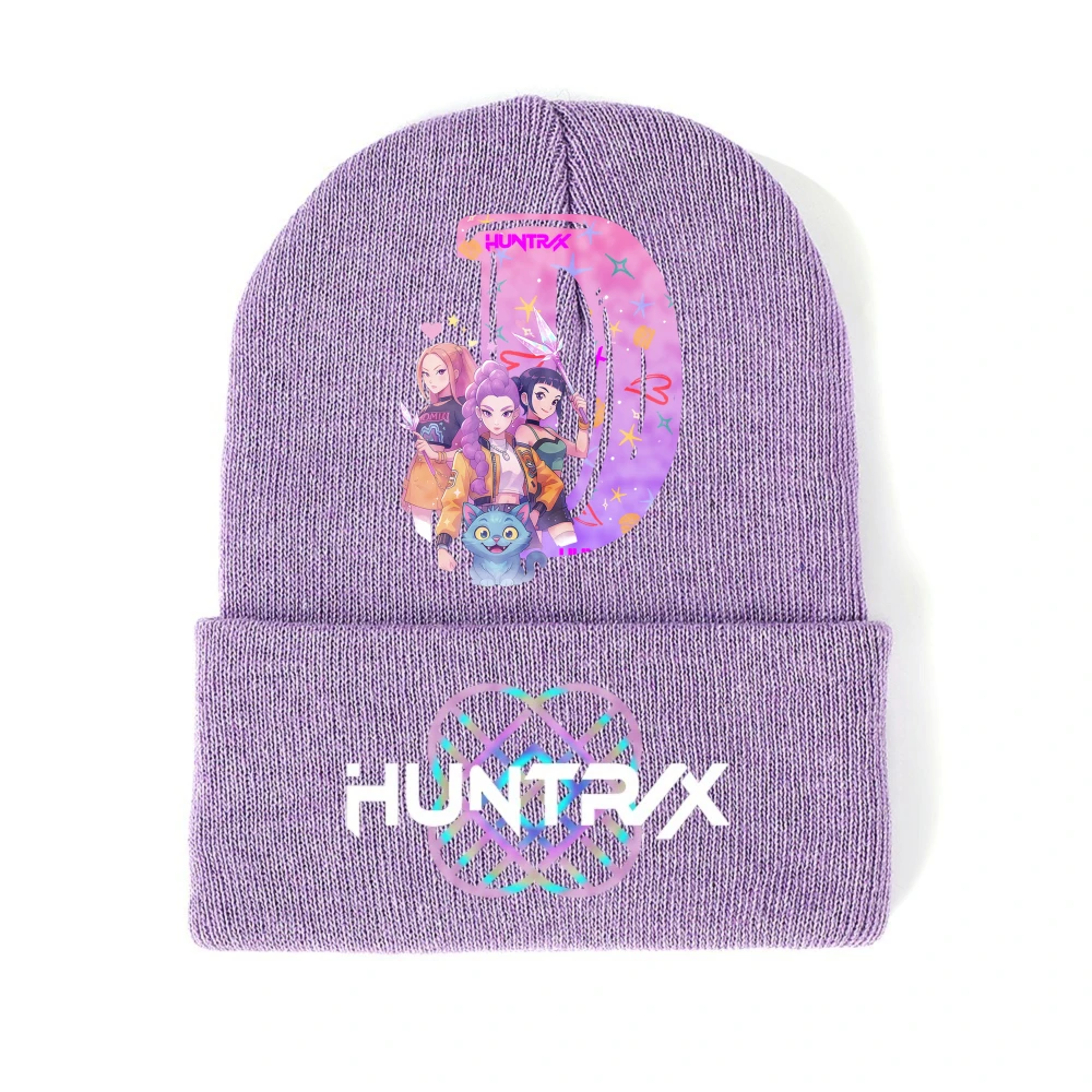 K-Pop Devil Hunter Gebreide meisjesmuts Winter Cartoon Letter Kinderhoed Puur katoen Wol Materiaal Anime Kinderverjaardagscadeau