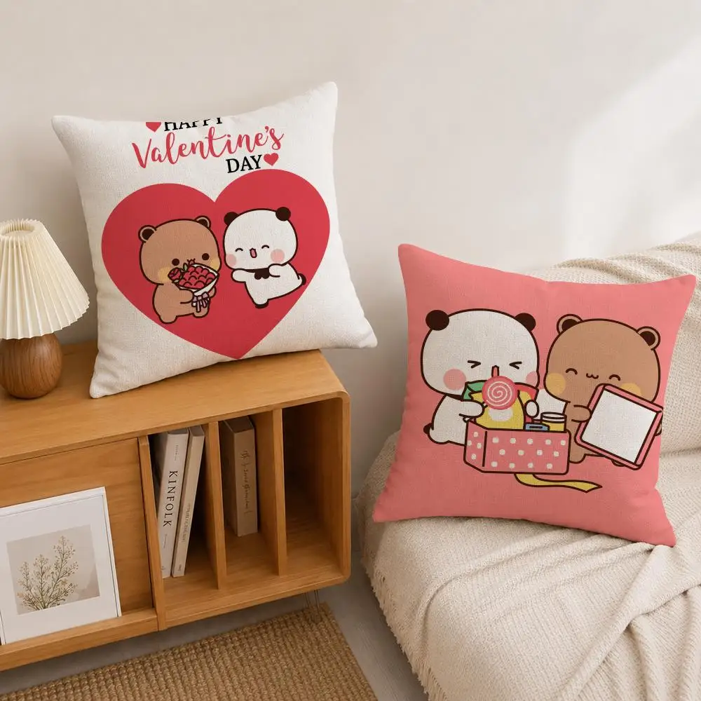 Character BUBU DUDU Cushion Cover Natural Linen Pillowcase Set, All-in-One Decor for Sofa, Bedroom & Chair
