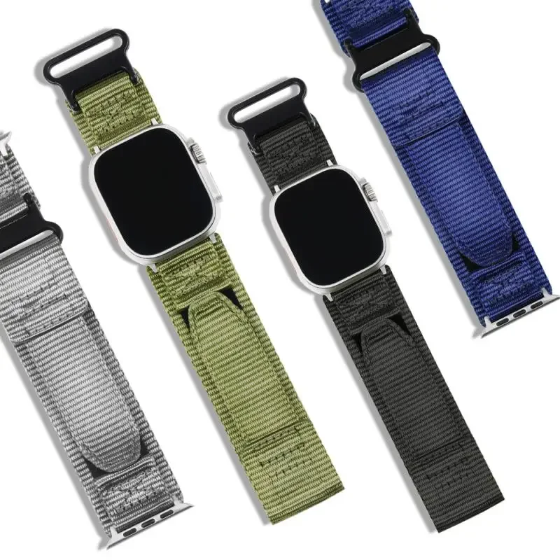 Correa de reloj de nailon para deportes al aire libre, correas de reloj para Apple Watch Series 9 Ultra 8 7 6 5 4 SE 42mm 49mm, correa de muñeca para IWatch Gym