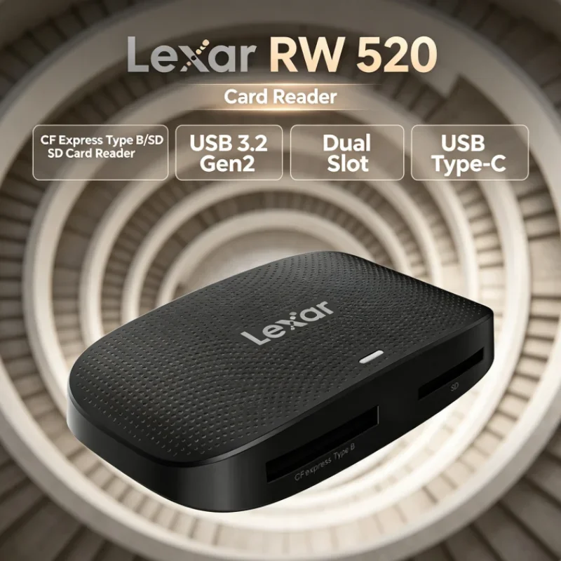 Lexar RW520 Memory Card Reader High Speed CFexpress Type B SD Card Reader USB 3.2 Gen 2 2-in-1 Cable for Video Transfer