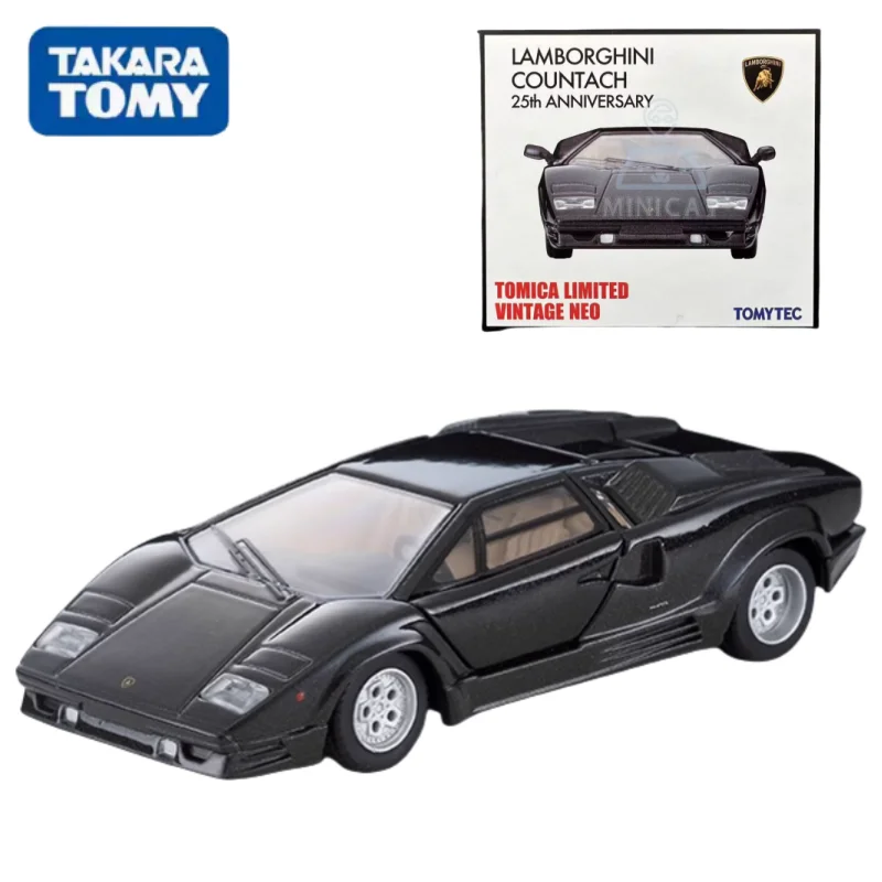 TAKARA TOMY TOMICA 1:64 TLV LV-N Lambokini Kontash 25th black alloy roller miniature simulation car models, adult ornaments,