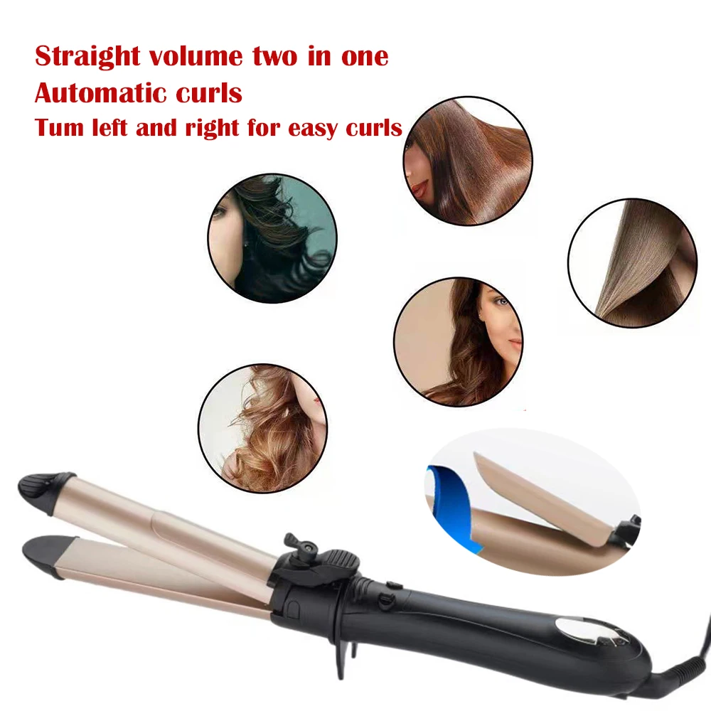 Automatic Rotation Hair Curler Straight Coil Two-In-One Straight Hair boardstick Electric Lazy Curling Perm LCD Digital Display