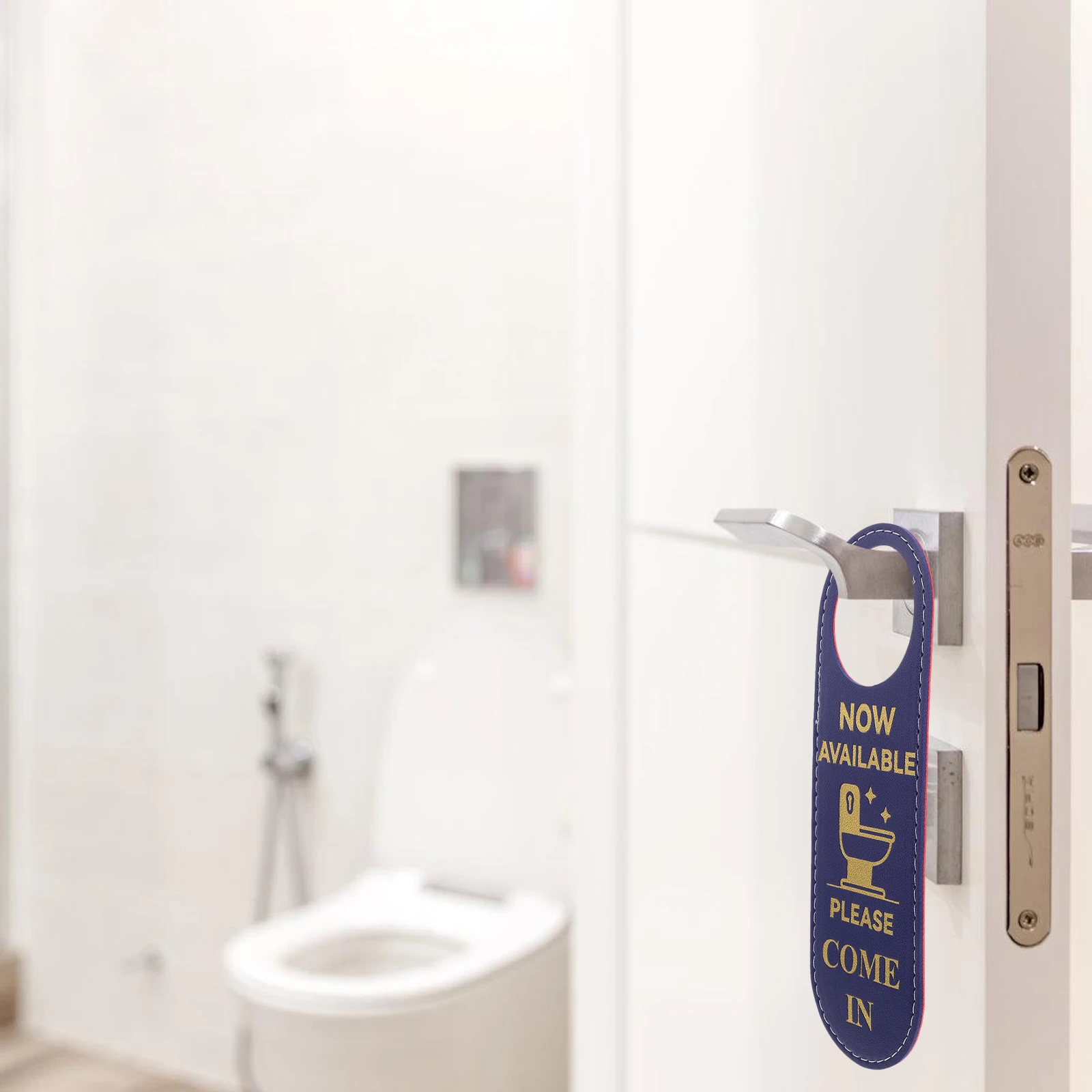 

1pcs Pu Hanger Double Side Toilet For Bathroom Restroom Door Hanging Sign Do Not Disturb Occupied Vacant Reversible Door Knob