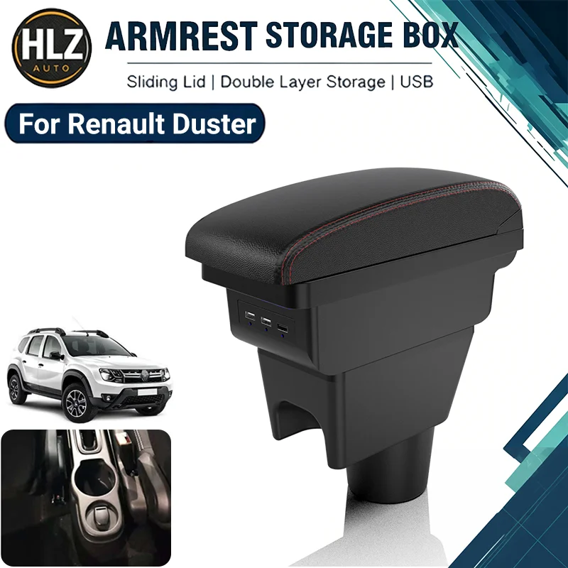 Armrest For Renault Duster Car Console Storage Box With USB Interior Design Car Accessories