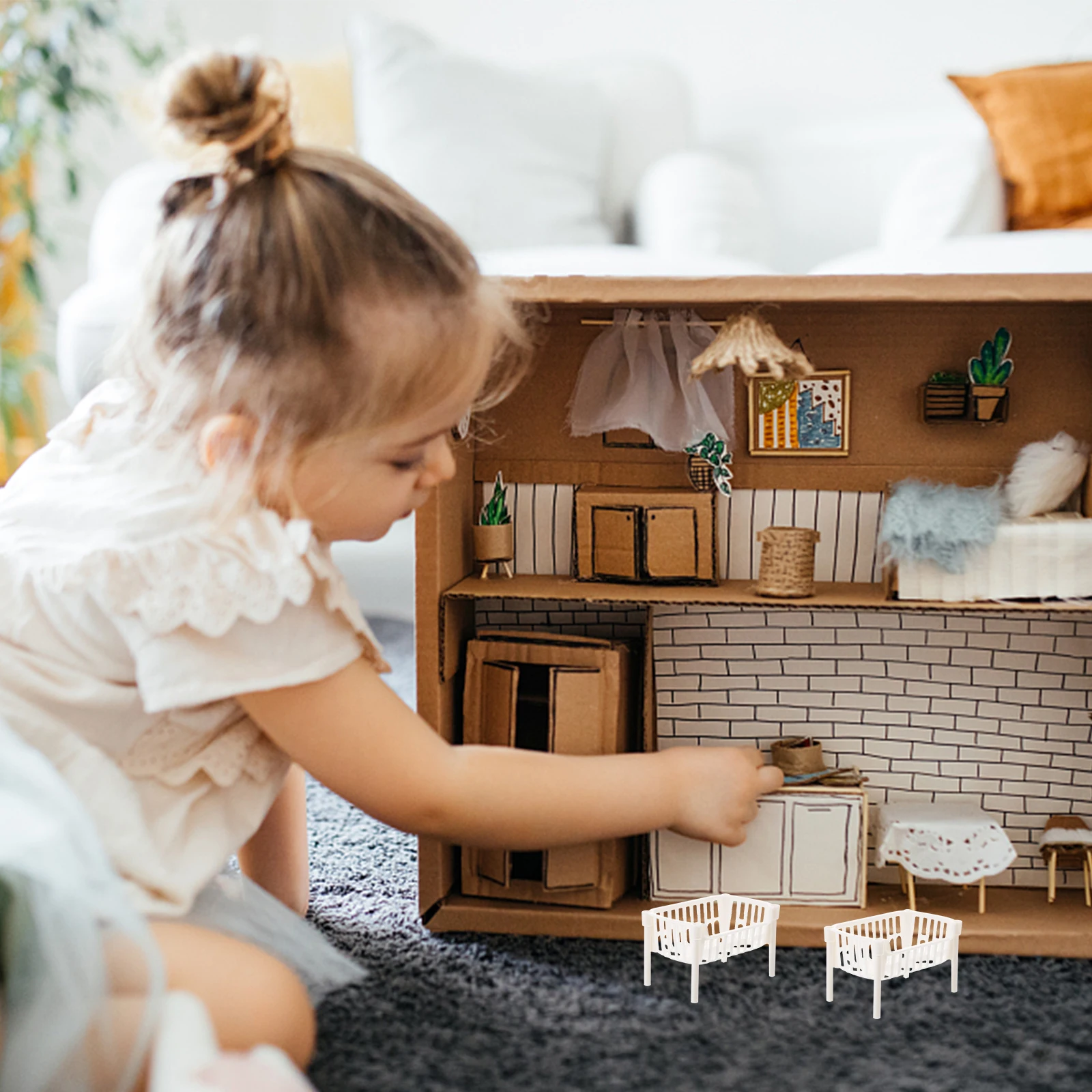 

10 Pcs Shelf Furniture Miniature Shelves Decorations White Plastic Dollhouse