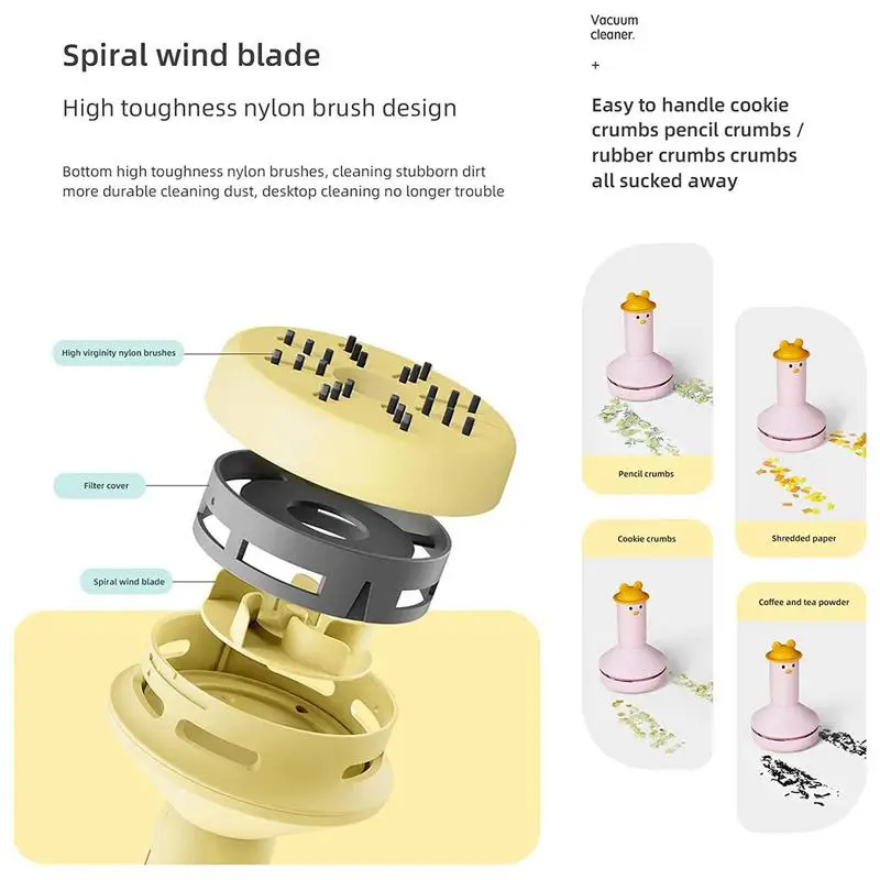 Desktop Vacuum Cleaner Cartoon Mini Table Dust Sweeper Energy Saving Portable Desk Vacuum