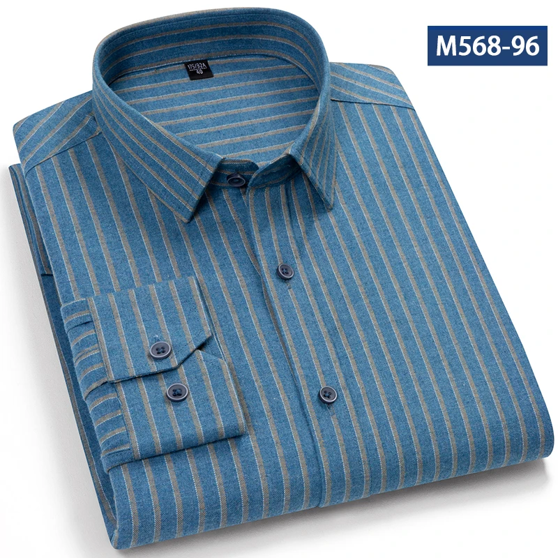 Men's Cotton Brushed Shirt Soft Plaid Long Sleeve Classic Check Shirt Warm Comfortable Lumberjack Shirt for Autumng Men Clothing