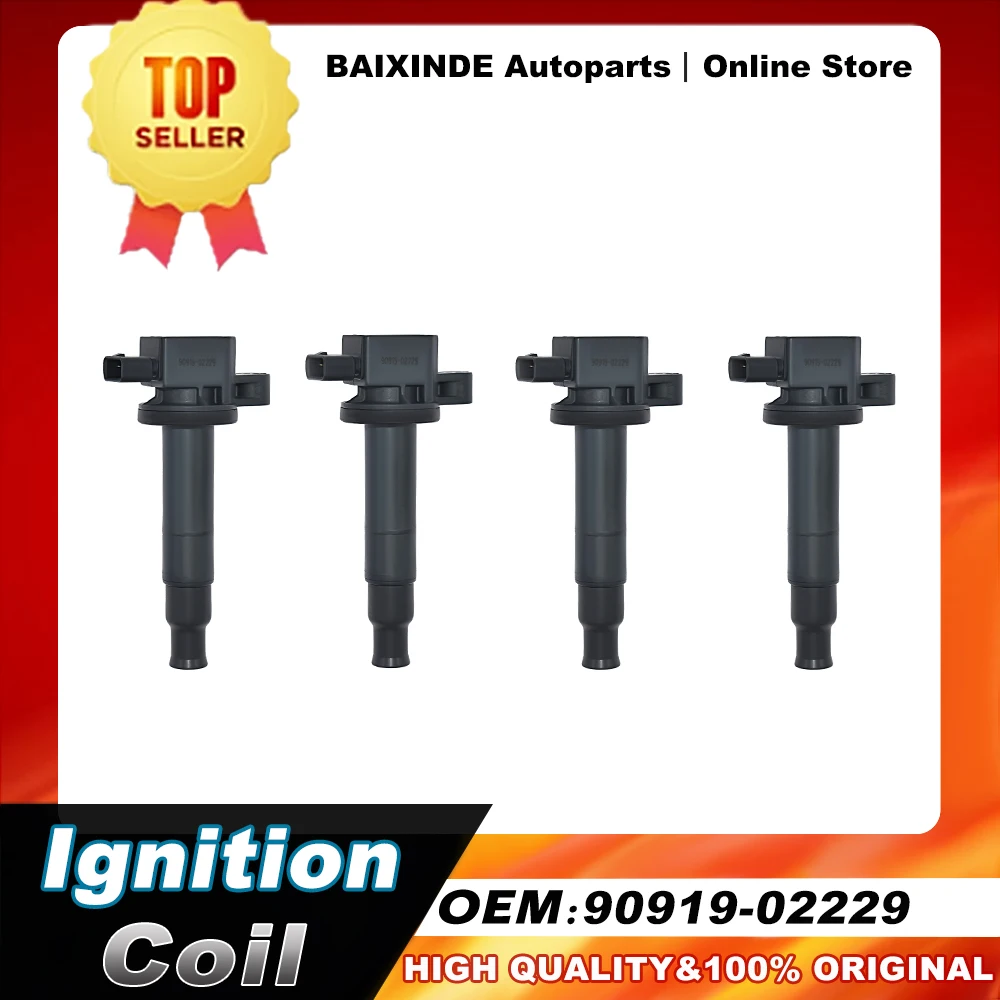 

1/4PCS New Ignition Coil 90919-02229 For TOYOTA YARIS P1 P2 P9 P13 1.0 1.3 1.5 Car Accessories High Quality