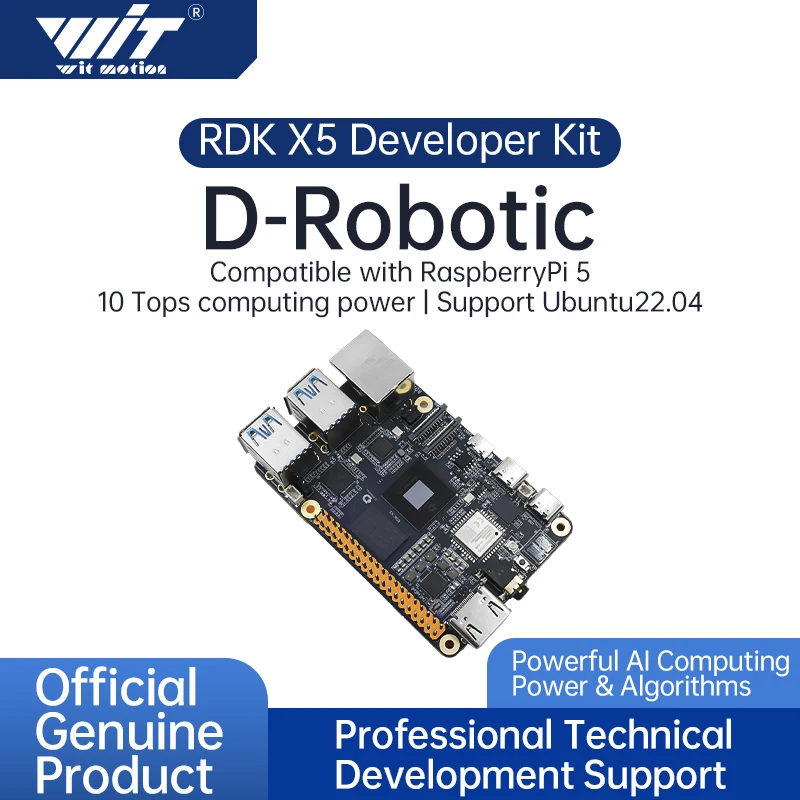 

D-Robotics RDK X5 Robot Dev Kit 8GB RAM AI Large Model Sunrise 5 Chip 10TOPS Octa-core Cortex A55 for Edge Computing Projects