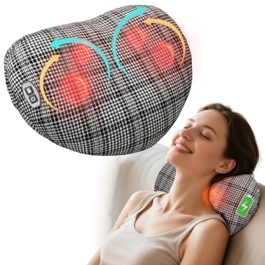 

Back Massager for Pain Relief Birthday Day Gifts for Women Men FSA Eligible HSA Cordless 120min Neck and Back Massager Plush Sk