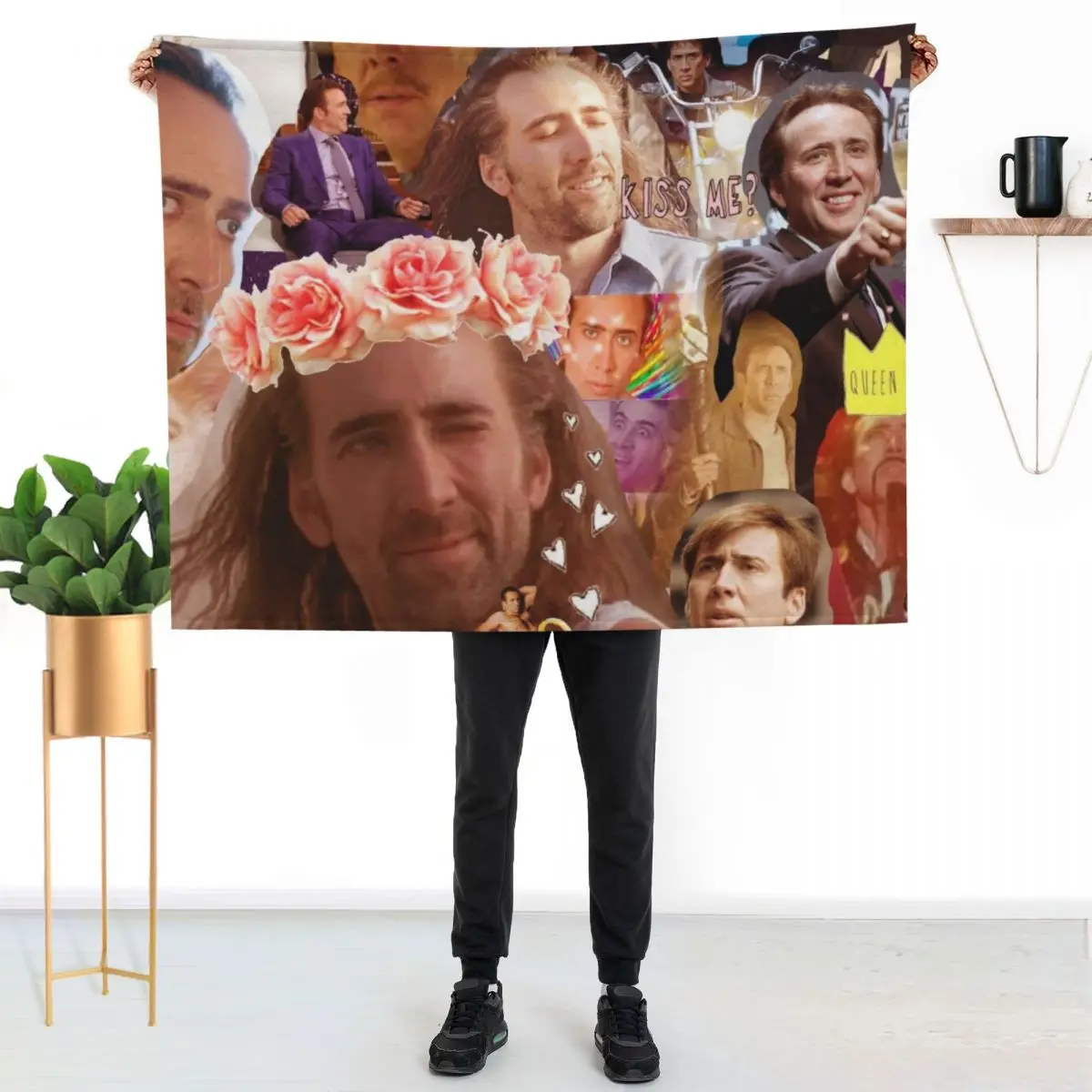 

Nic Cage Collage Throw Blanket Modern Design Soft Blanket for Home Decor