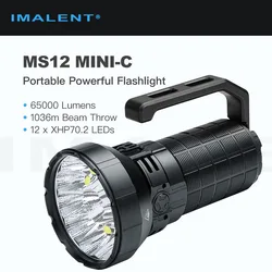 IMALENT MS12 MINI-C Rechargeable High Power Portable Flashlight, 12 XHP70.2 LEDs 65000 Lumens 1036m Beam Throw, Waterproof