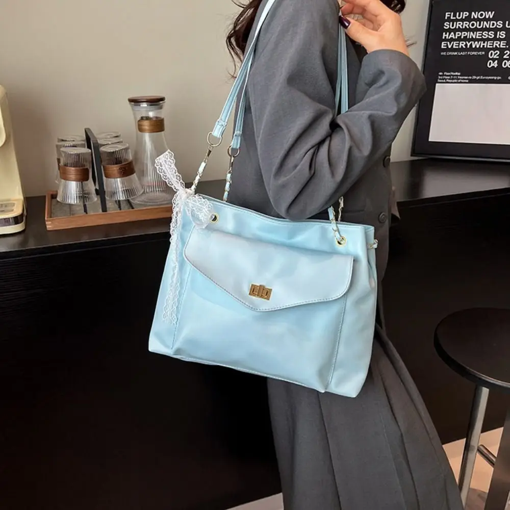 

with Ribbon PU Shoulder Bag Large Capacity Solid Color Solid Color Shoulder Bag Small Pack Korean Style Retro Crossbody Bag