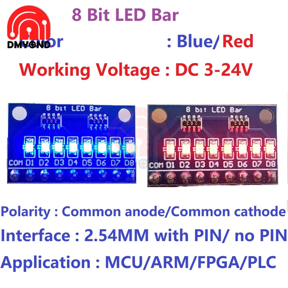 

1Pcs 3-24v 8-Bit Blue/Red Common Anode/Cathode Led Indicator Board Starter For Arduino UNO Mini Nano Mega2560 DUE Breadboard