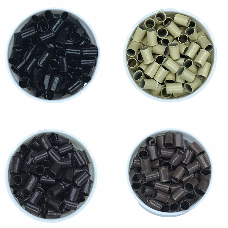 

4060 мм 500 шт. длинные еврозамок расклешенные расклешенные микро-медные трубчатые кольца бусины-звенья инструменты для наращивания человеческих волос