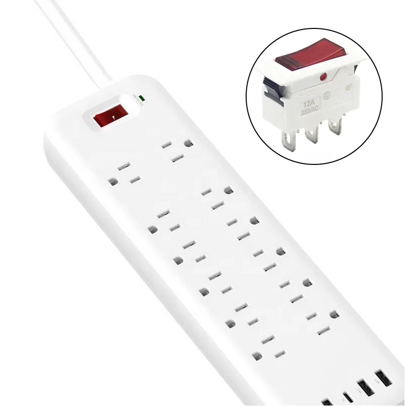12A Thermal Overload Reset Push Rocker Switch Circuit Breaker