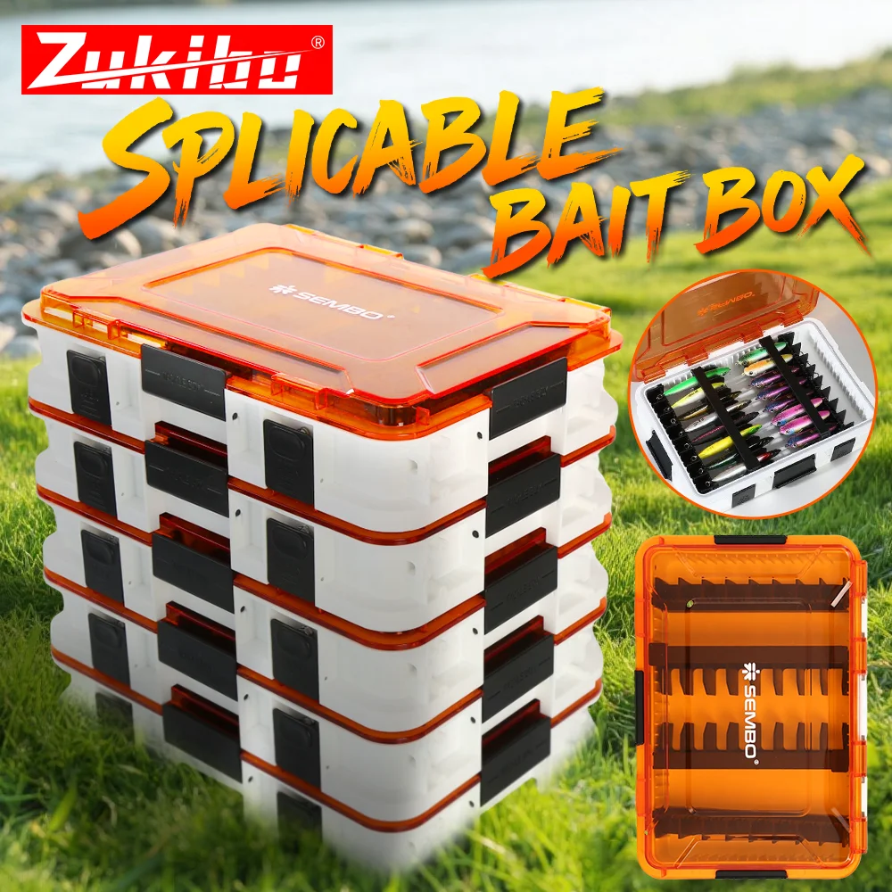 zukibo-釣具ツールボックス餌アクセサリー収納ボックス取り外し可能な多機能偽餌ポータブル釣りツールボックス