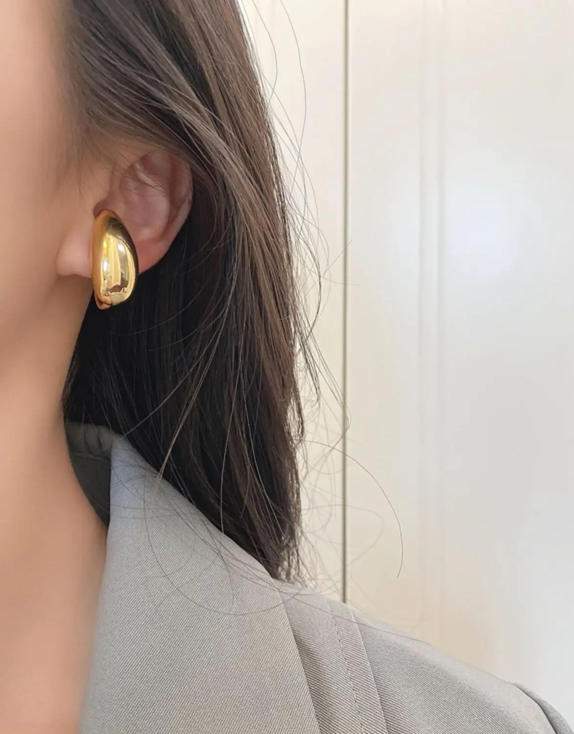 

Titanium Geo Statement Clip Earrings Women Stainless Steel Jewelry Punk Party Runway rare Boucle Korean Japan Hiphop Top Fancy