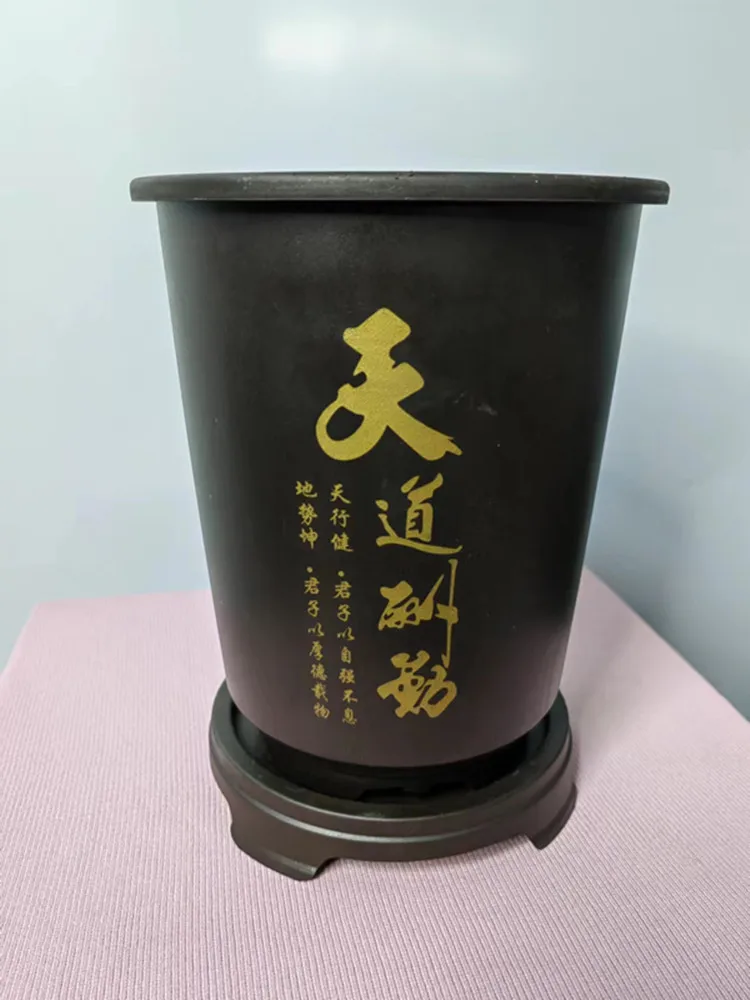 Chinese element imitation purple sand resin flowerpot