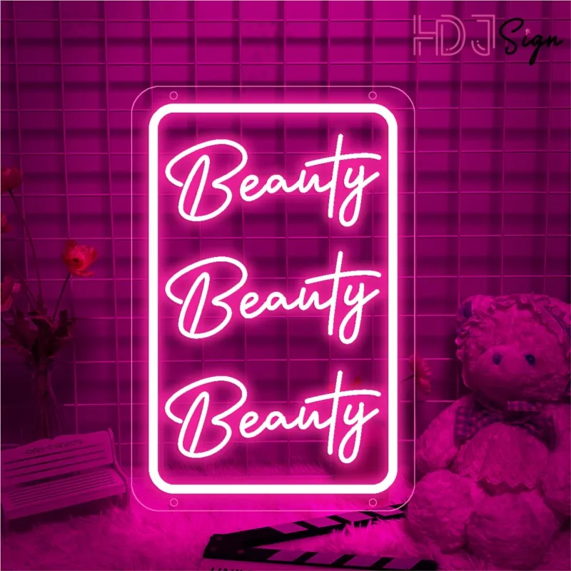 

Beauty Beauty Beauty Room Neon Sign Gift Custom 3D Engraving LED Light Beauty Room Wall Decor For Lashes Nail Shop Room Bedroom
