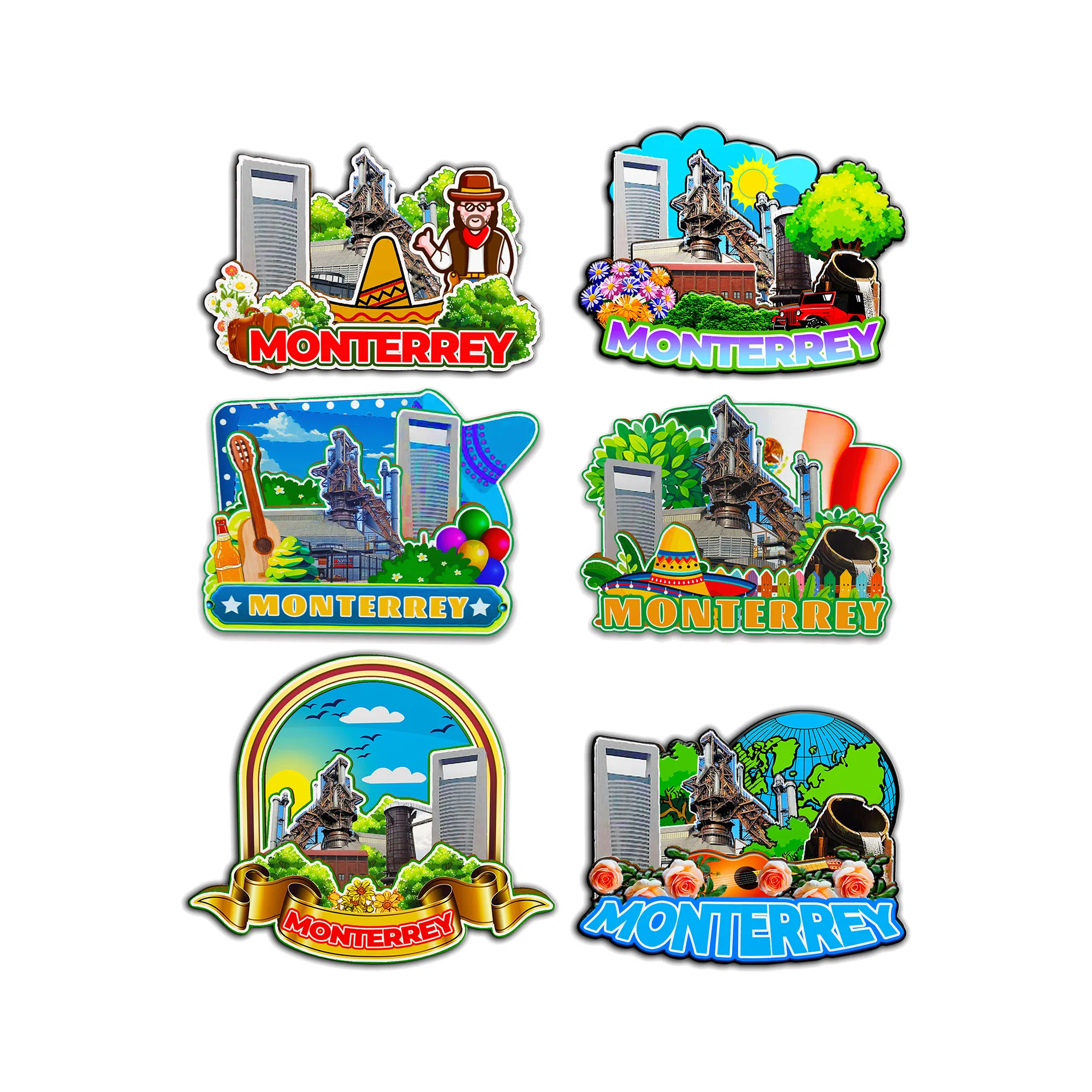 Imanes decorativos para Monterrey, ciudad de México, punto de referencia, viajes, recuerdos únicos, pegatinas de madera 3D para nevera, regalos delicados