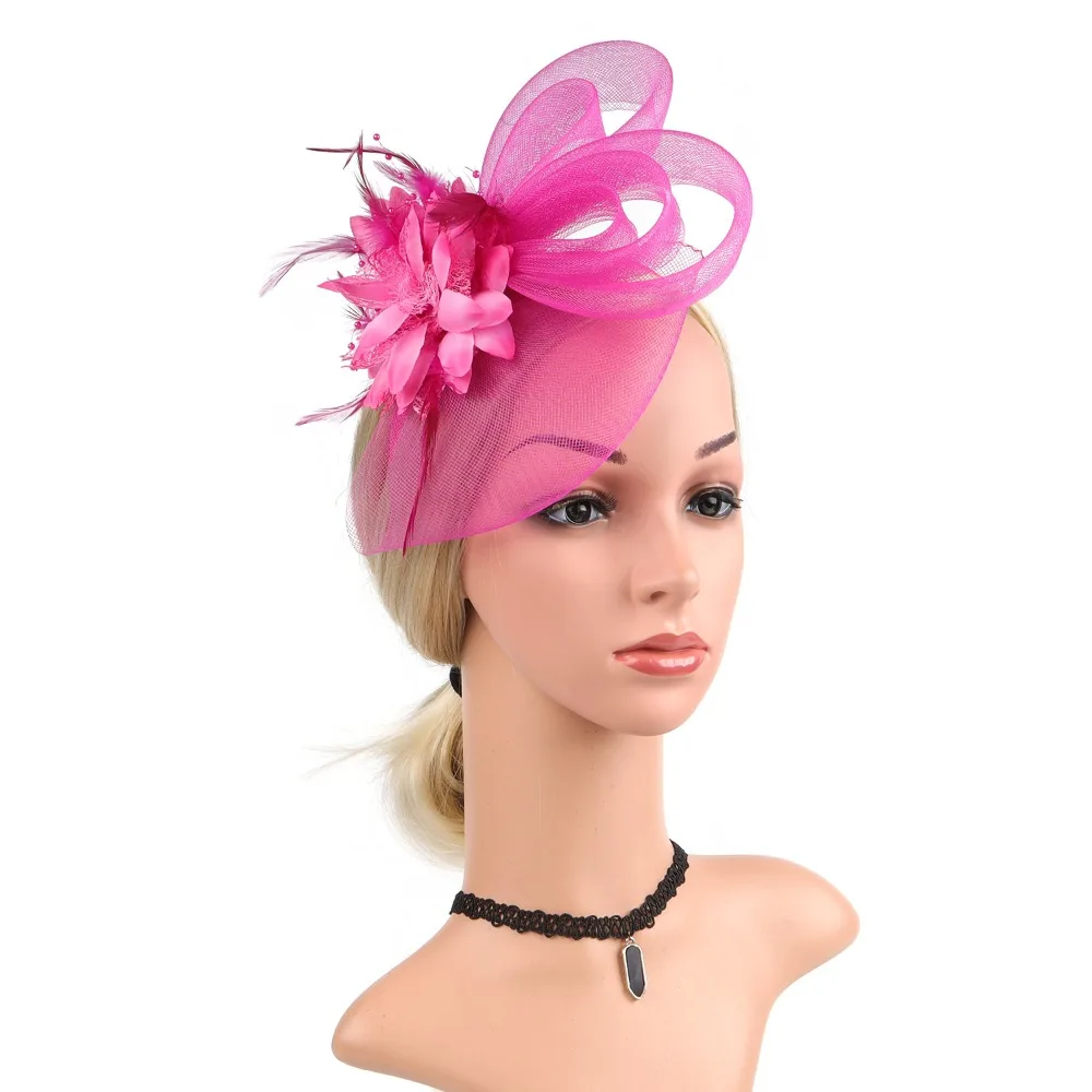 Formal Dress Small Top Hat Headband British Retro Clear Beads Fascinator Headdress Exquisite with Ear Clip