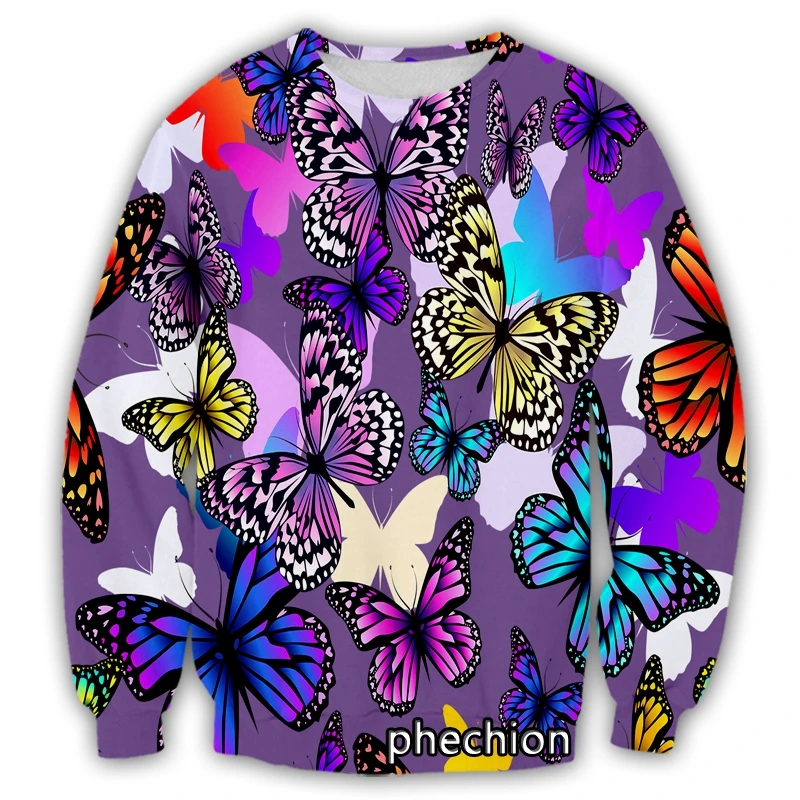 

phechion New Men/Women Colorful Butterfly 3D Print Casual Sweatshirt Men Fashion Streetwear Loose Sporting Sweatshirt D98