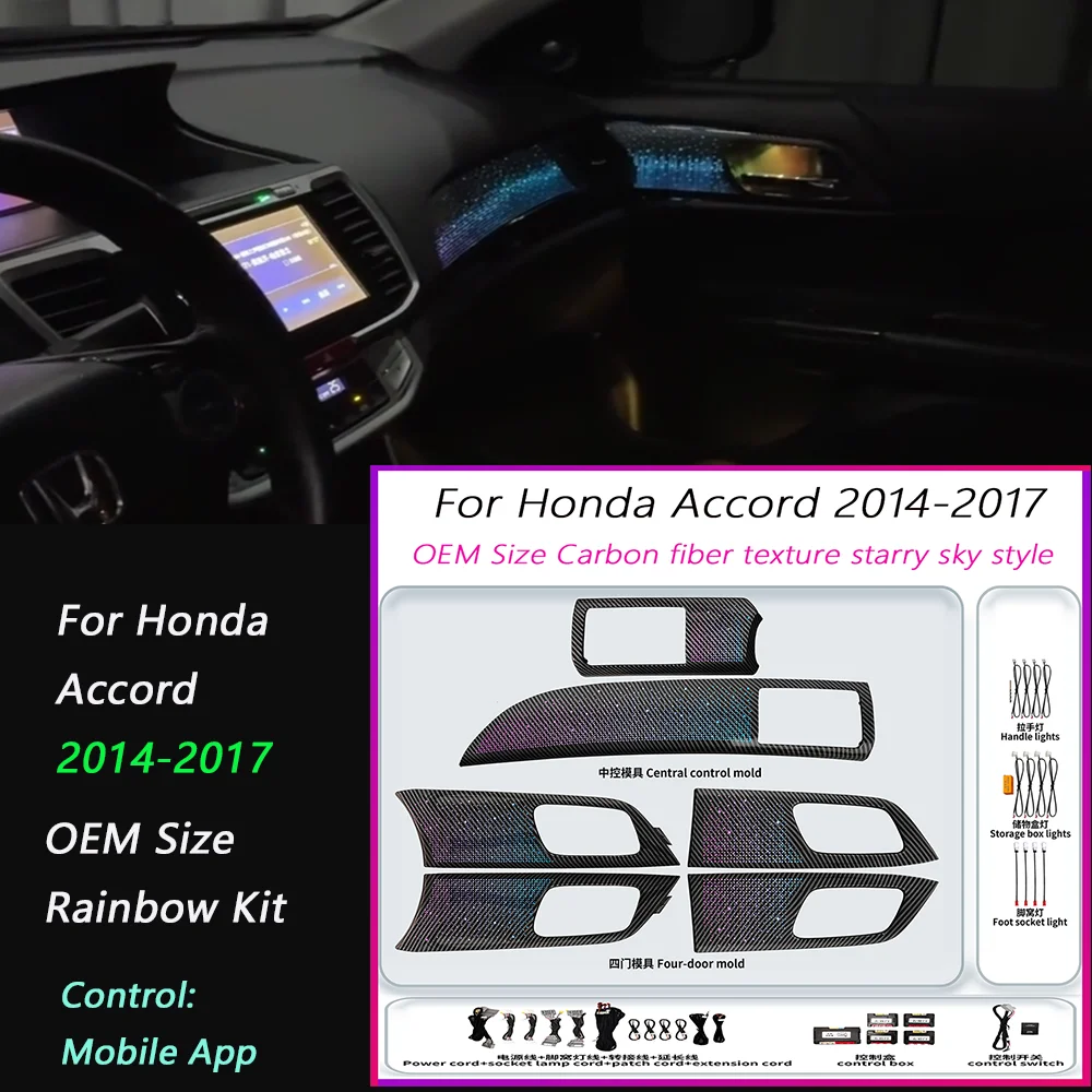 Upgrade and modify LED Car Inner Ambient Light For Honda Accord 2014-2017 Dynamic Magic Color Ambient Lamp OEM Size  Rainbow Kit