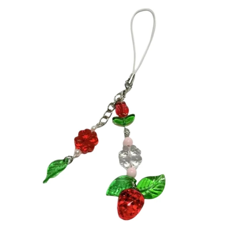 Fashionable Strawberry Flower Keychain Portable Outdoor Accessory for Women