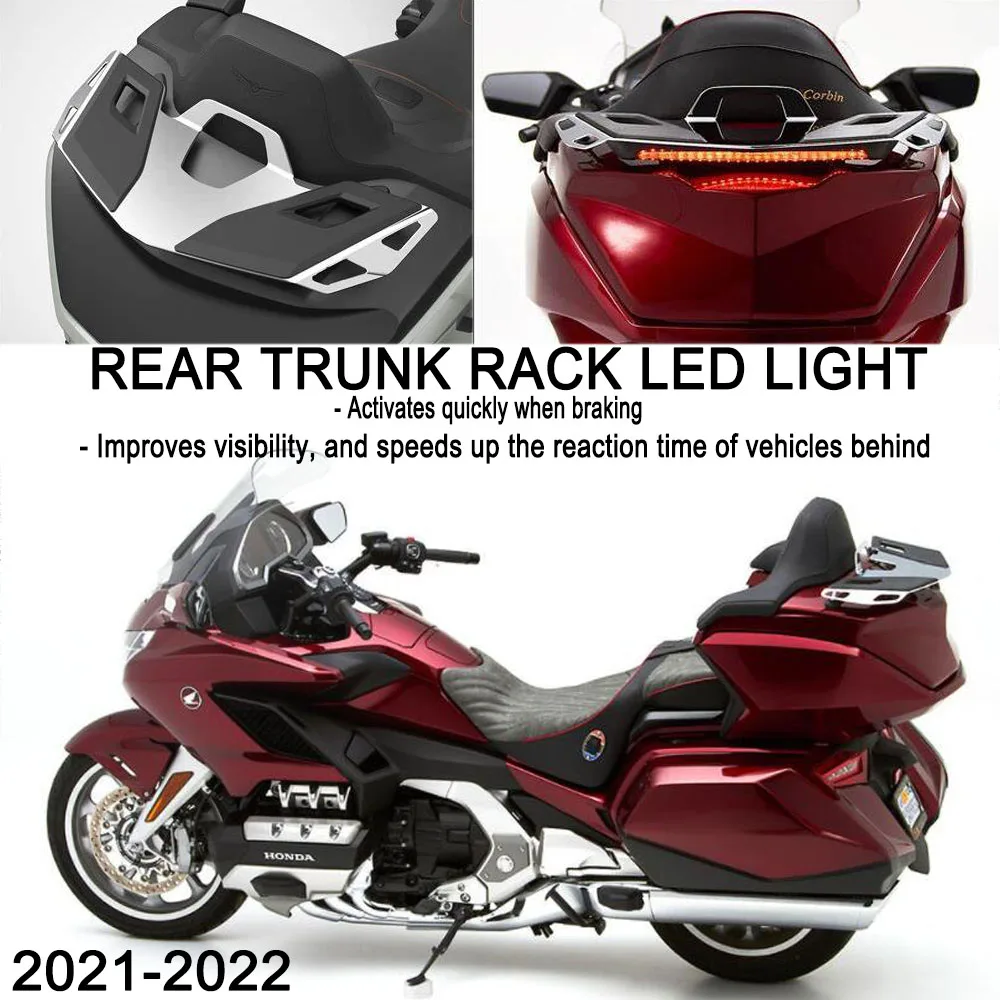 

For Honda GOLD WING GL 1800 GL1800 B DA TOUR 2021 - Motorcycle Rear Top Box Shelf Turn Signal Trunk Luggage Rack LED Brake Light