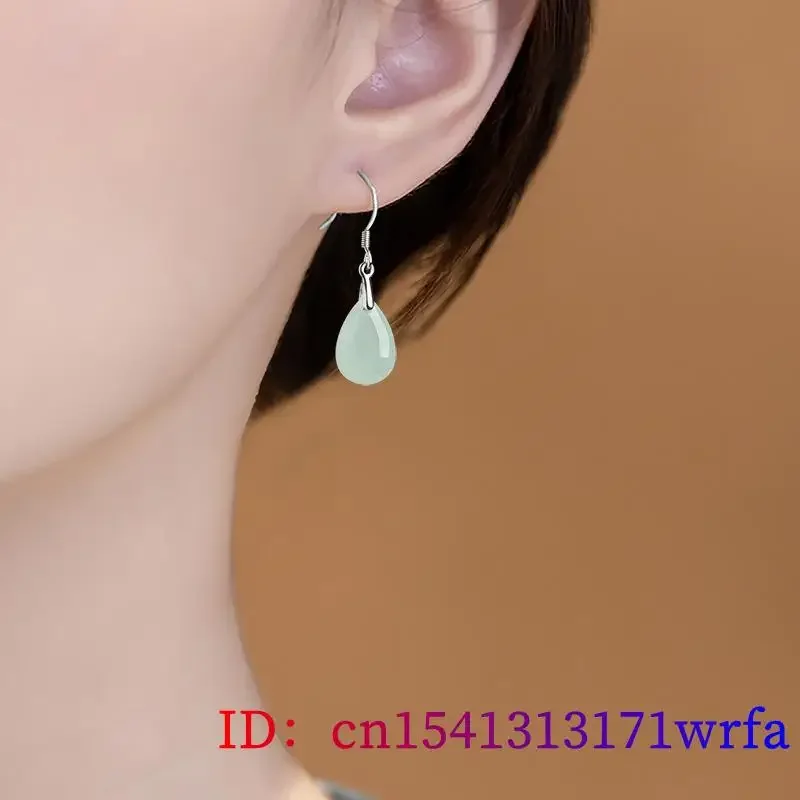 Burmese Jade Water Drop Earrings Women Gemstones Certificate Natural Charms Jewelry Gift Luxury Gifts Green 925 Silver Amulets